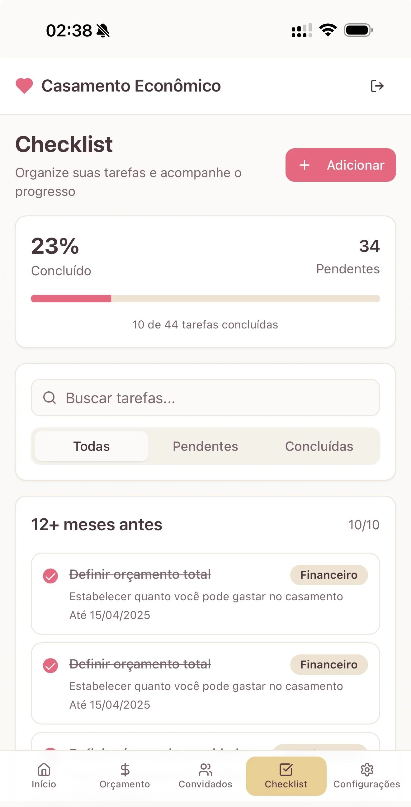 Checklist de atividades